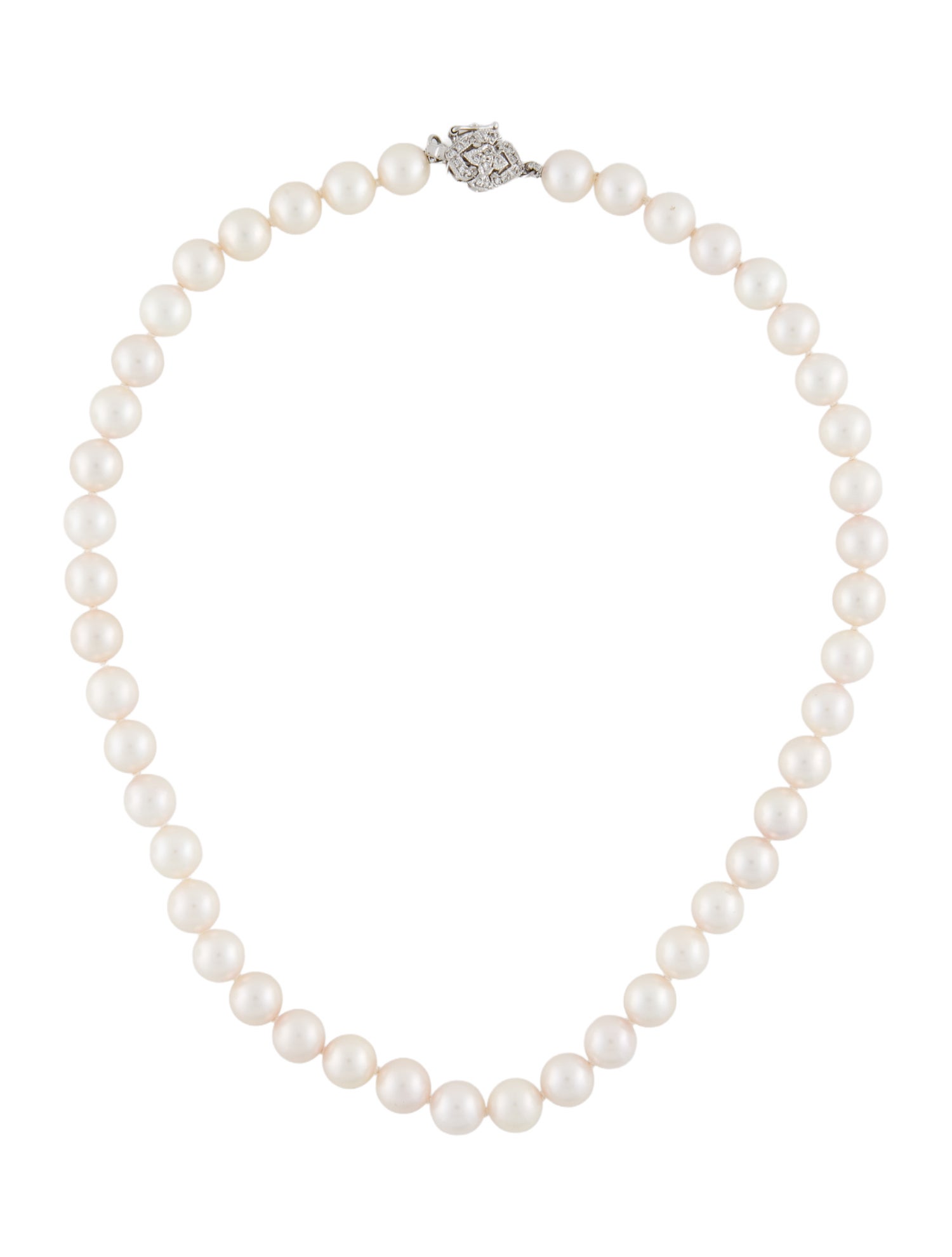 Necklace 14K Cultured Pearl & Diamond Bead Necklace