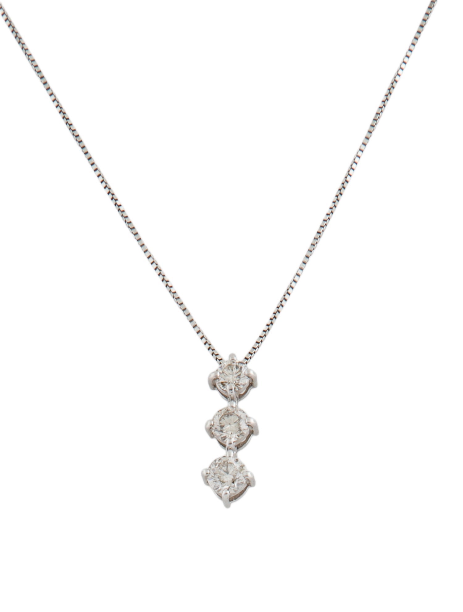 Necklace Platinum 1.00ctw Diamond Trio Pendant Necklace
