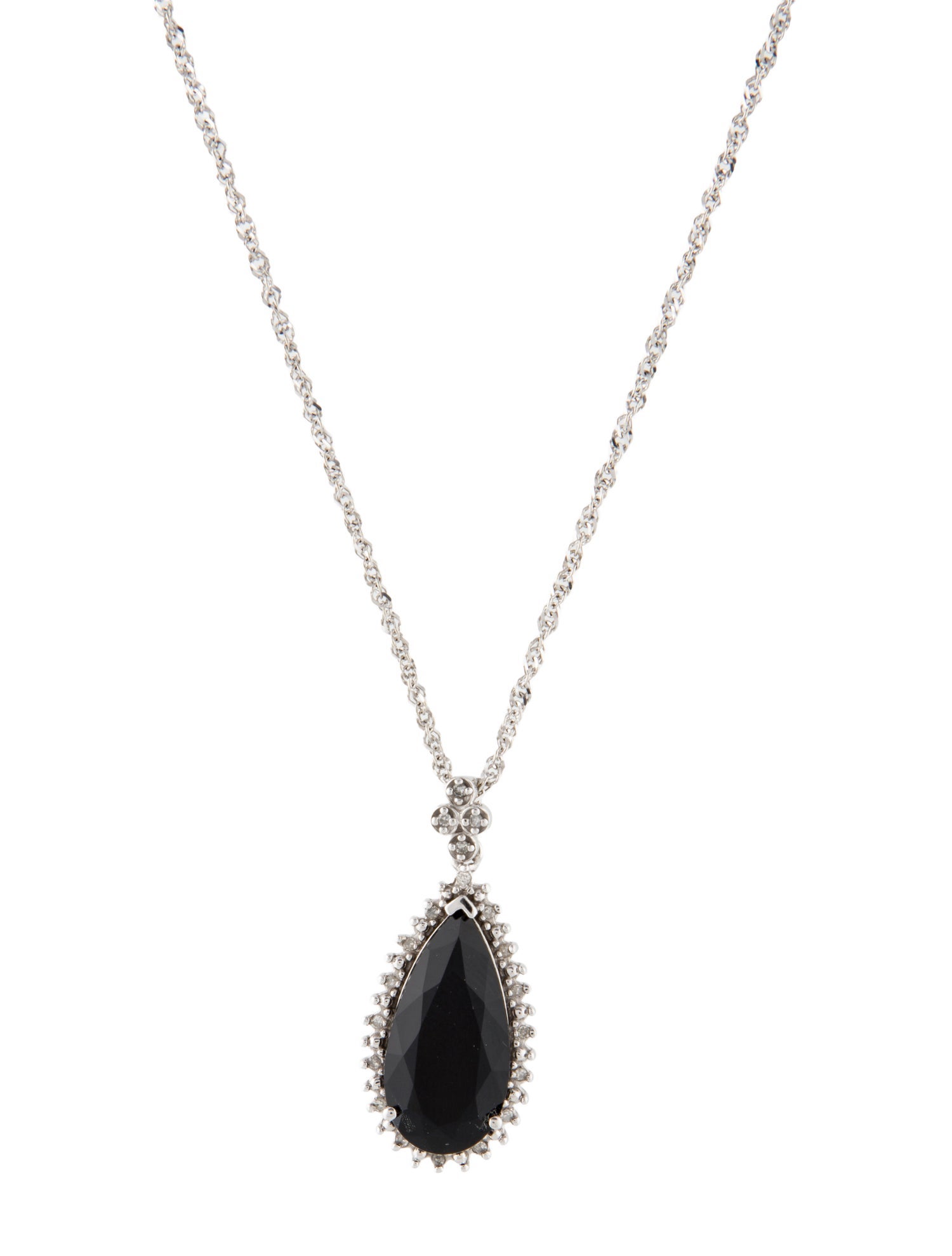 Necklace 14K Onyx & Diamond Pendant Necklace