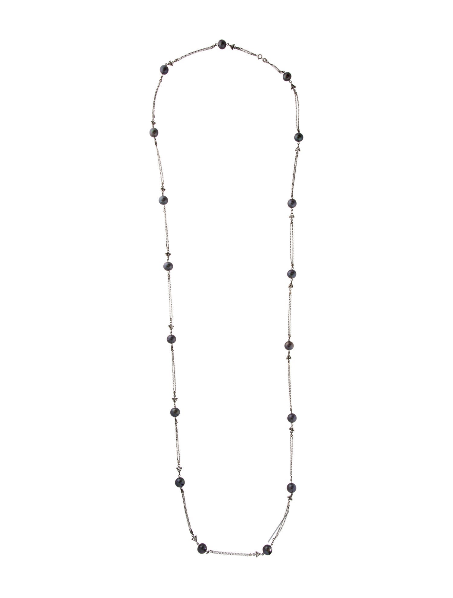 Necklace 14K Dyed Pearl & Diamond Station Necklace