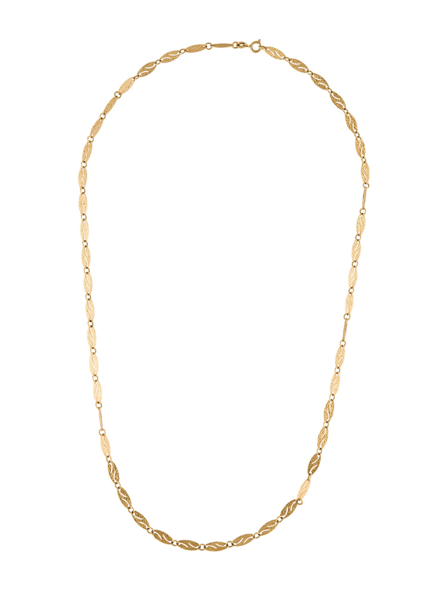 Necklace 14K Hammered Flat Link Chain Necklace