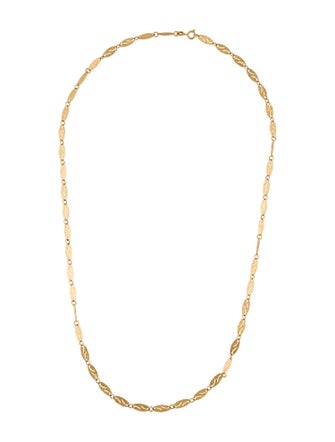 Necklace 14K Hammered Flat Link Chain Necklace
