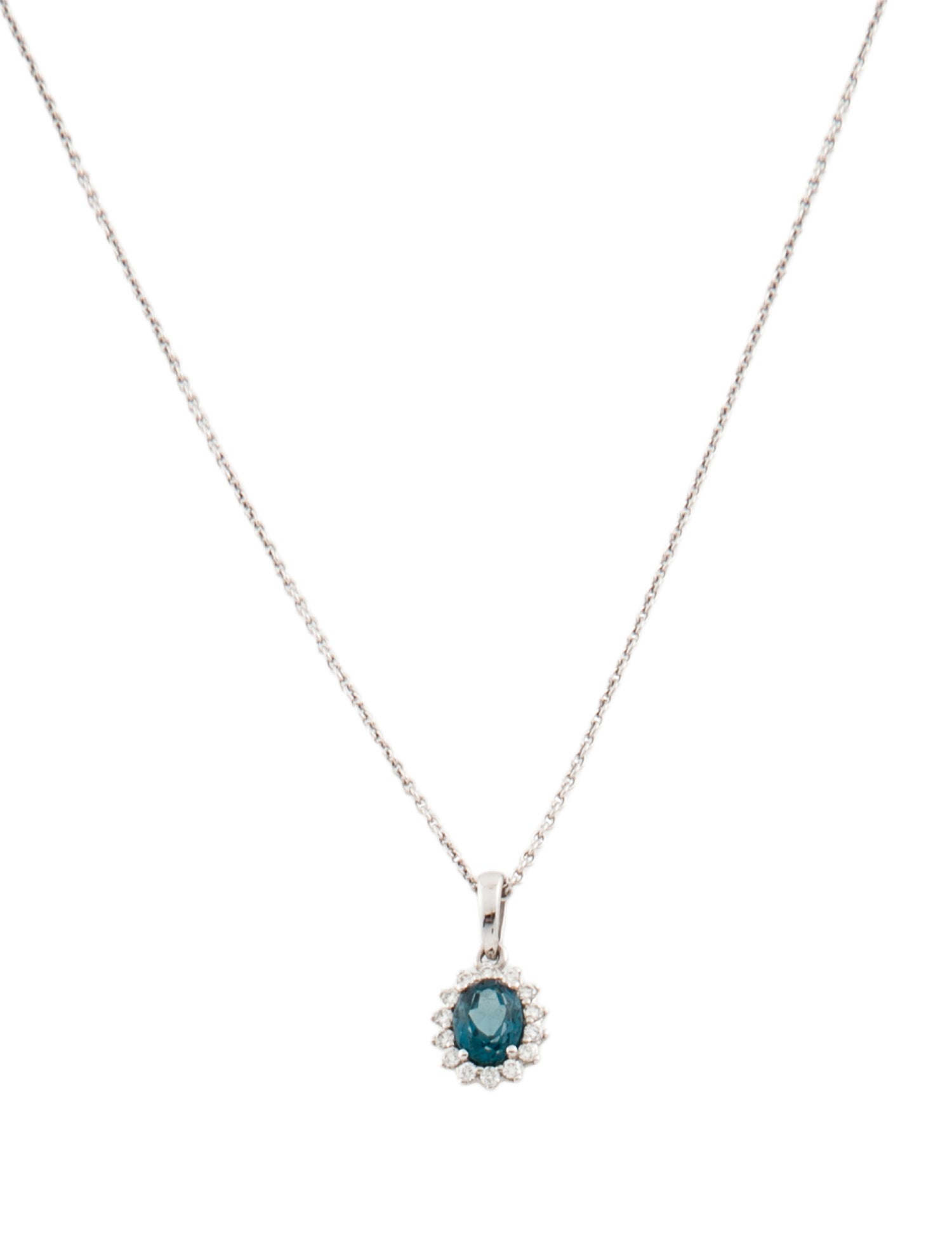 Necklace 14K Topaz & Diamond Pendant Necklace