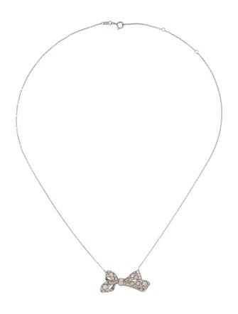 Necklace Platinum Diamond Bow Pendant Necklace