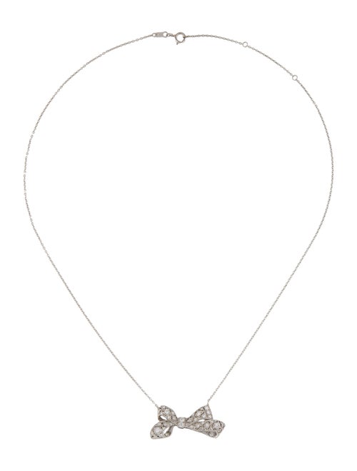 Necklace Platinum Diamond Bow Pendant Necklace