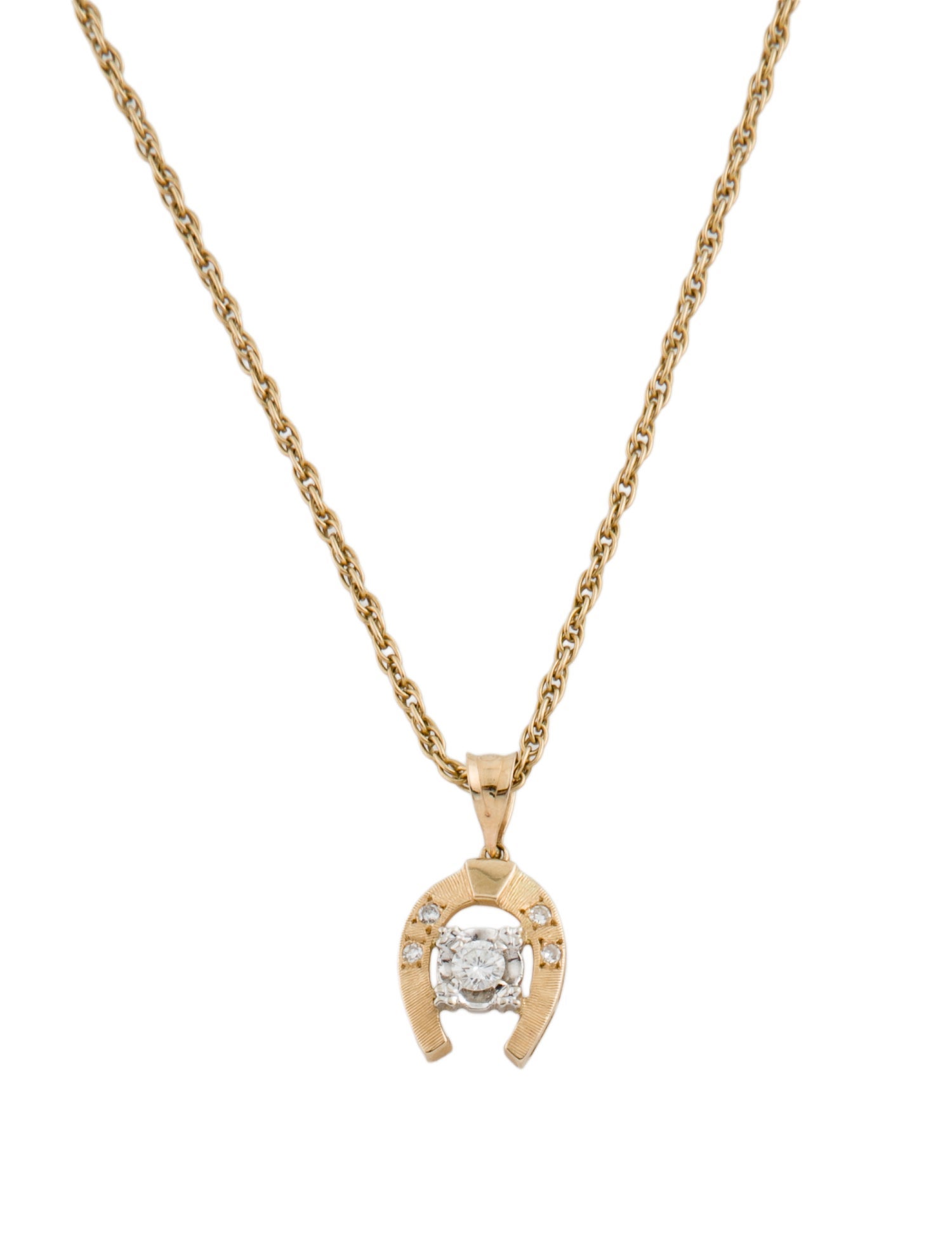 Necklace 14K Diamond Horseshoe Pendant Necklace