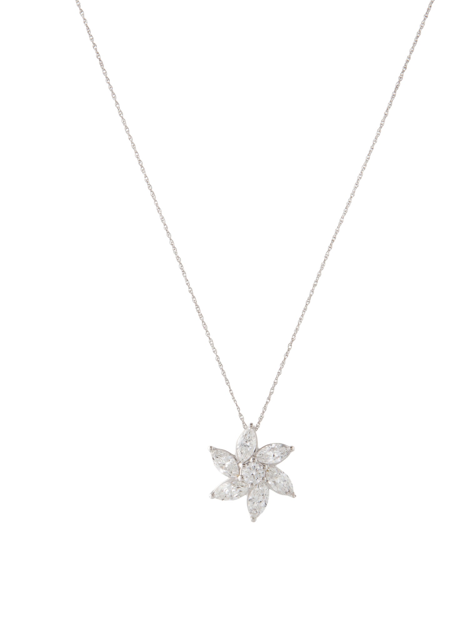 Necklace 14K 1.75ctw Lab-Grown Diamond Flower Pendant Necklace