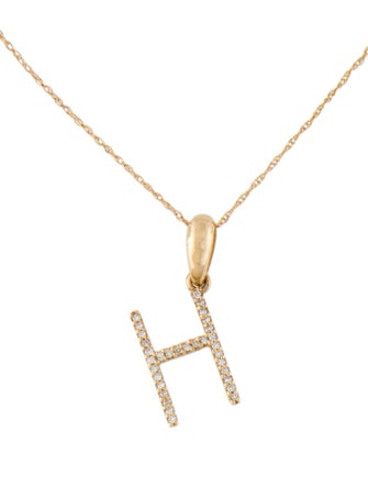 Necklace 14K Diamond Initial 'H' Pendant Necklace