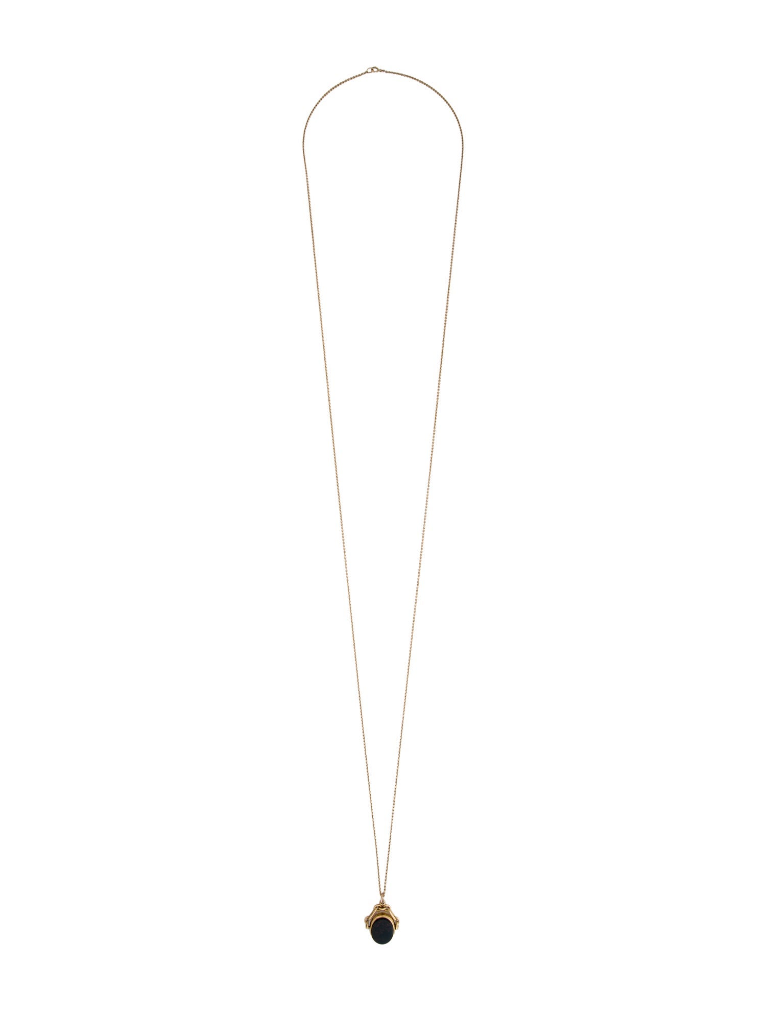 Necklace Victorian 18K Bloodstone & Carnelian Fob w/14K Cable Link Chain