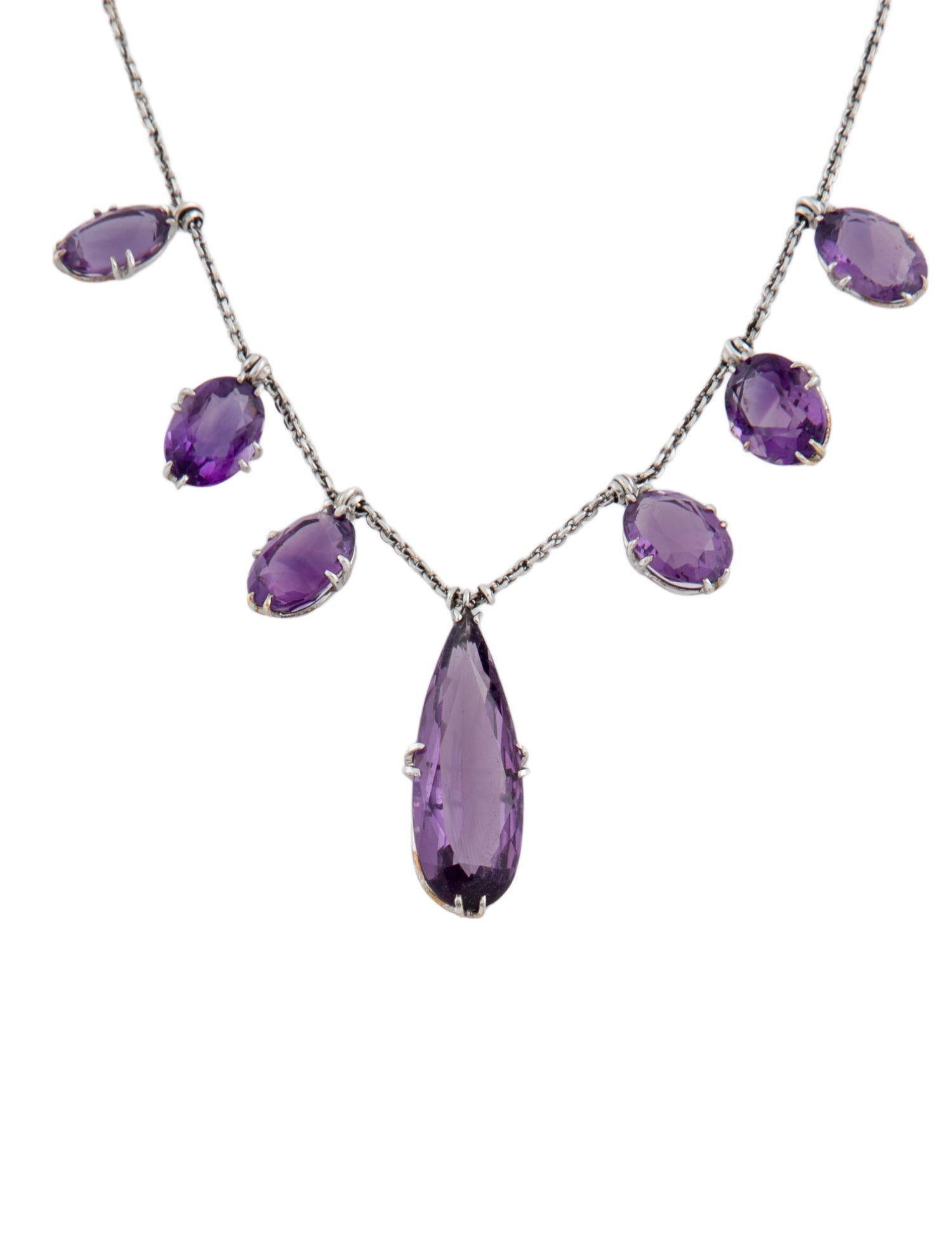 Necklace 14K 22.48ctw Amethyst Station Necklace