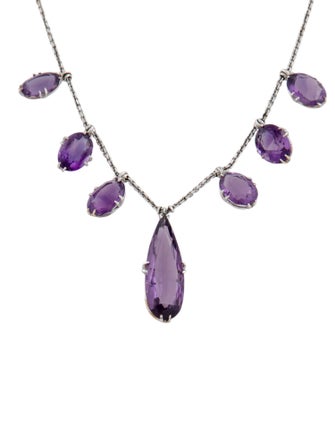 Necklace 14K 22.48ctw Amethyst Station Necklace