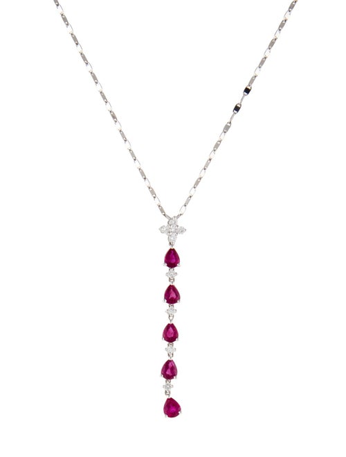 Necklace 18K 1.75ctw Ruby & Diamond Pendant Necklace
