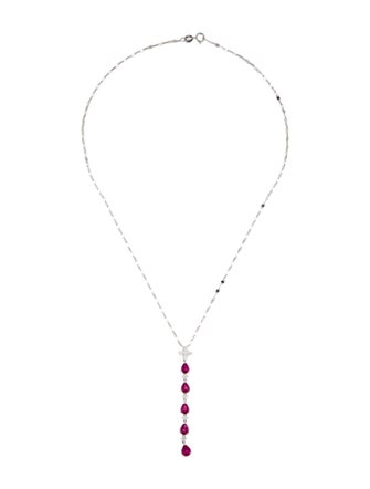 Necklace 18K 1.75ctw Ruby & Diamond Pendant Necklace