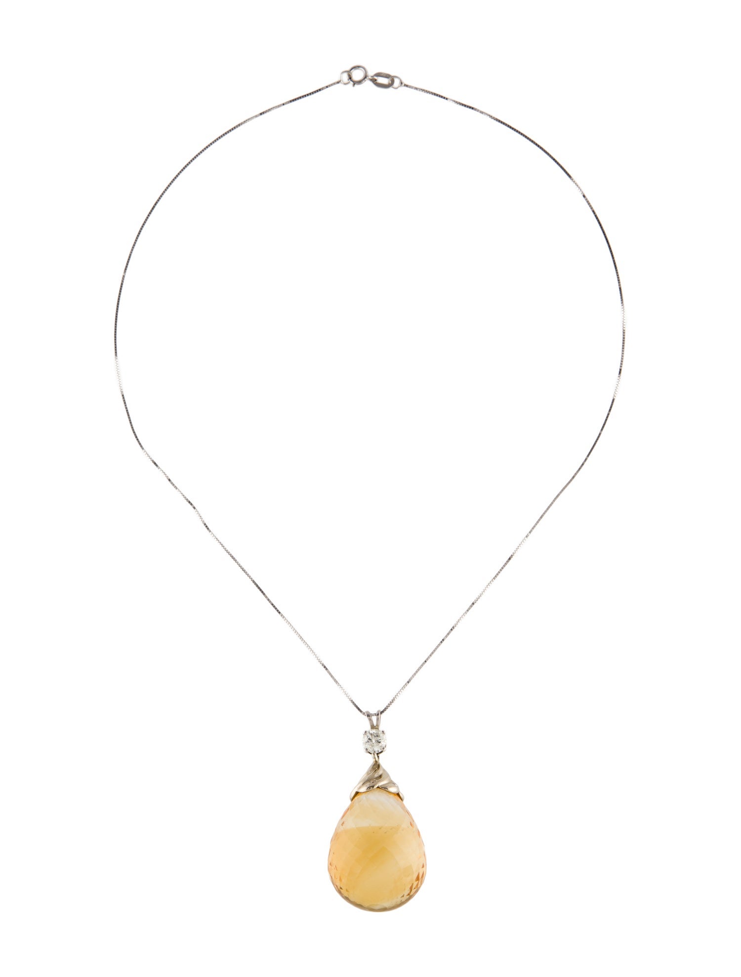 Necklace 14K Diamond & Citrine Pendant