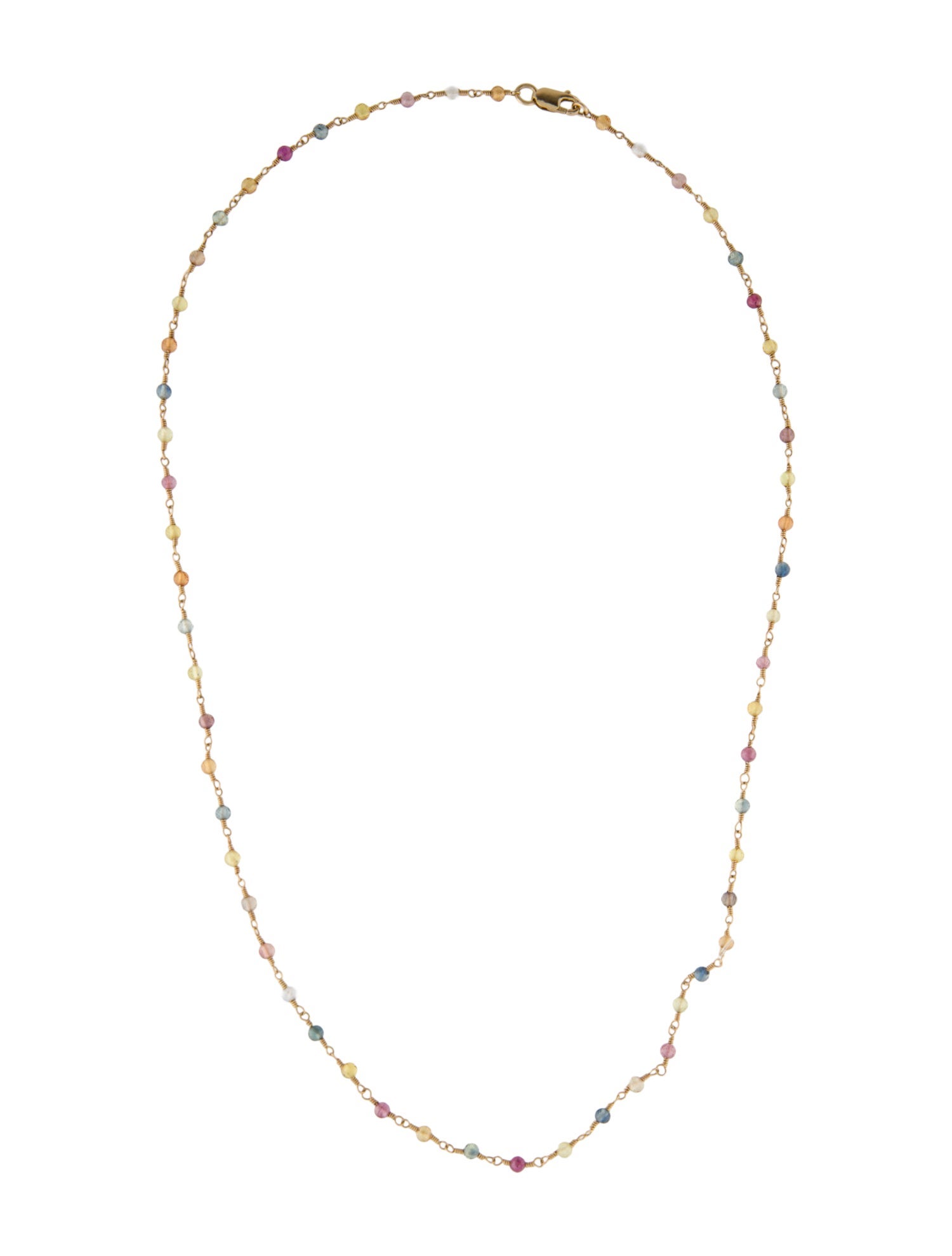 Necklace 14K Multi-Color Sapphire & Ruby Bead Station