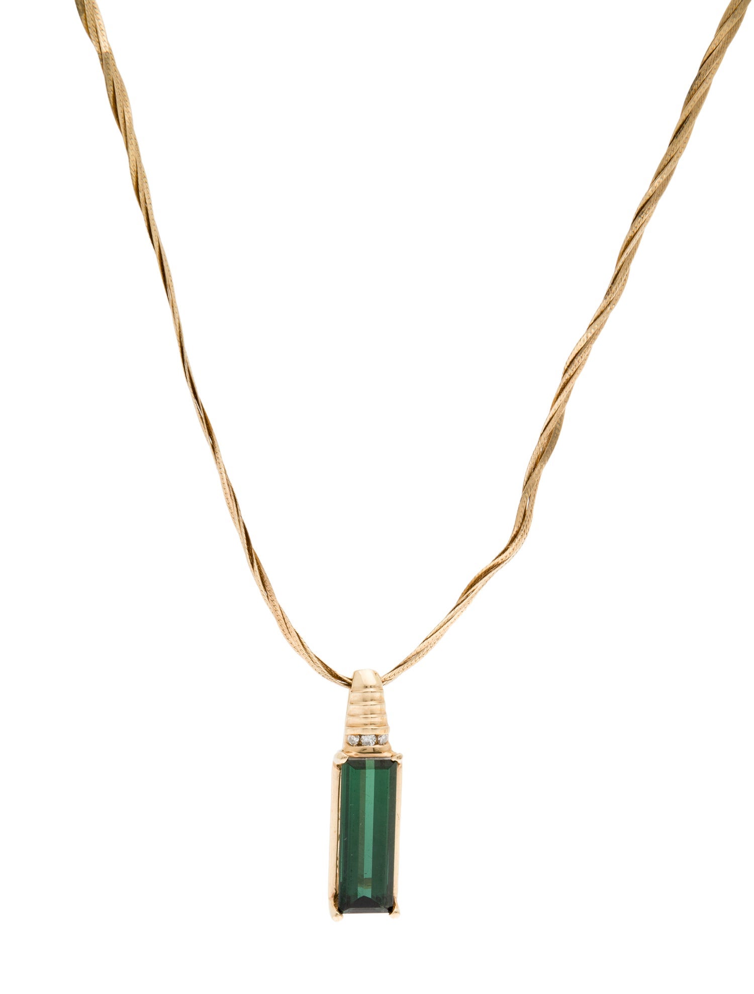 Necklace 14K 4.68ctw Tourmaline & Diamond Pendant Necklace