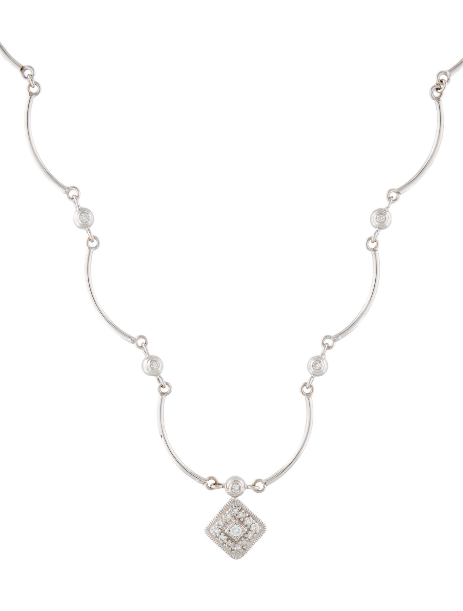 Necklace 14K Diamond Station Pendant Necklace