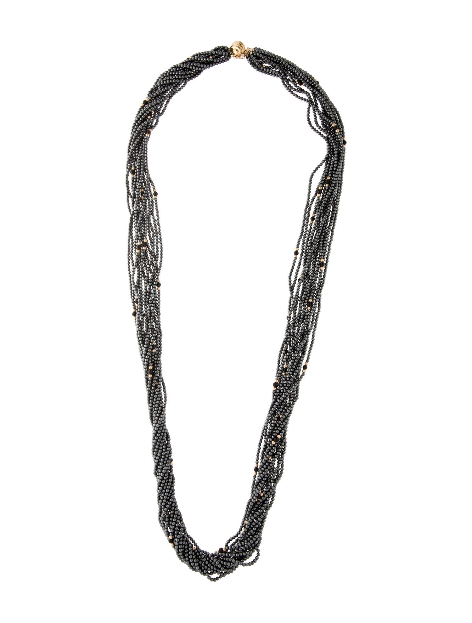 Necklace 14K Hematite & Onyx Torsade
