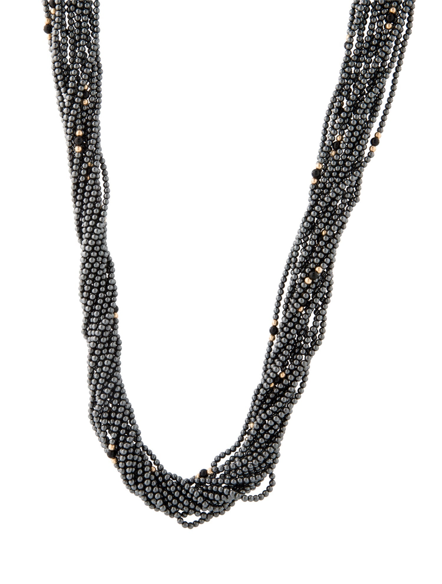 Necklace 14K Hematite & Onyx Torsade