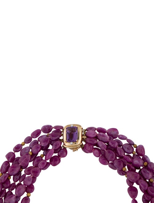 Necklace 14K Ruby, Amethyst, & Diamond Multistrand Necklace