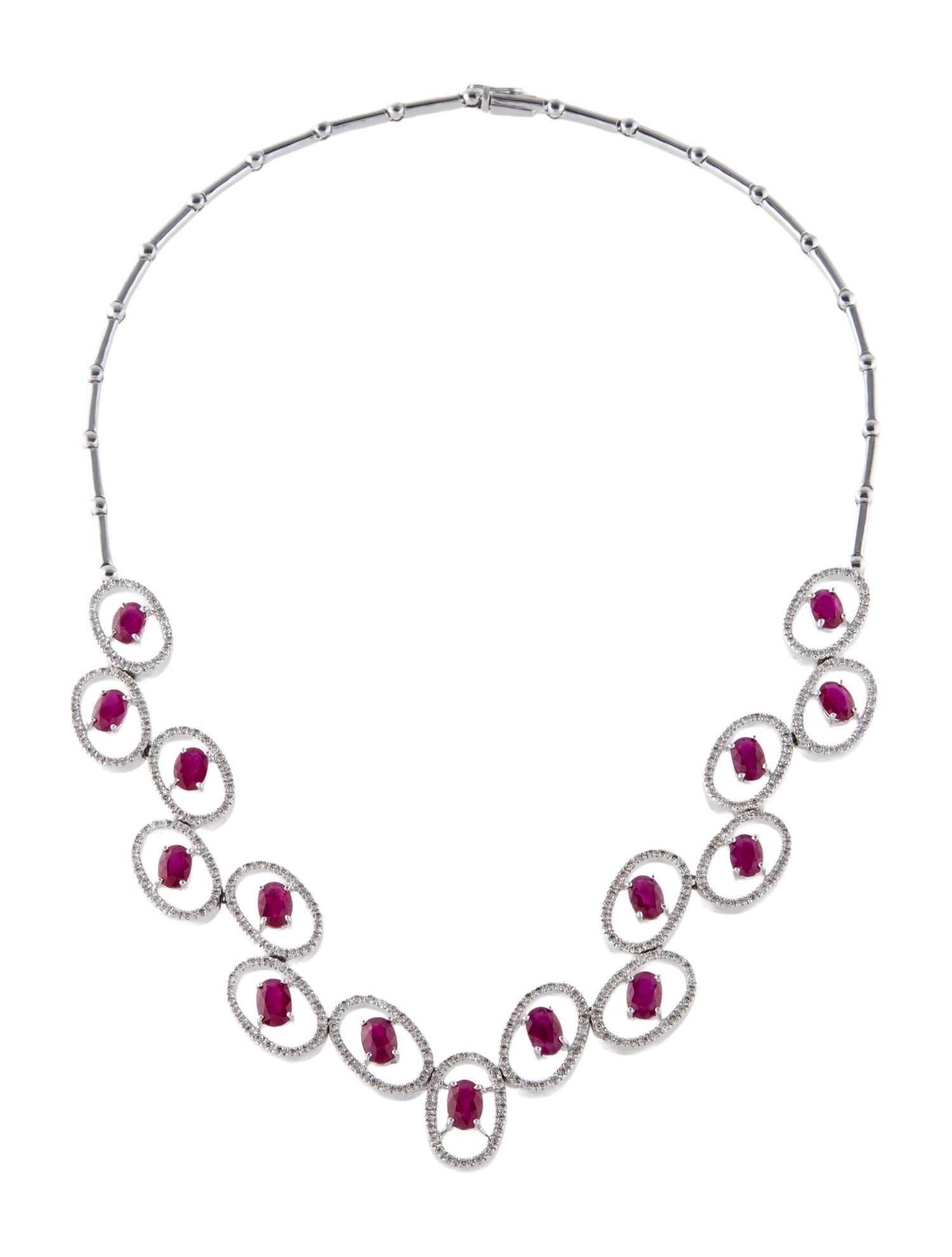Necklace 14K 6.48ctw Ruby & Diamond Collar Necklace