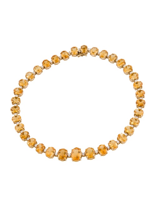Necklace 14K Citrine & Diamond Chain Necklace