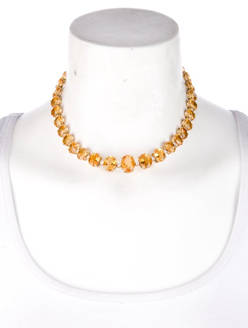 Necklace 14K Citrine & Diamond Chain Necklace