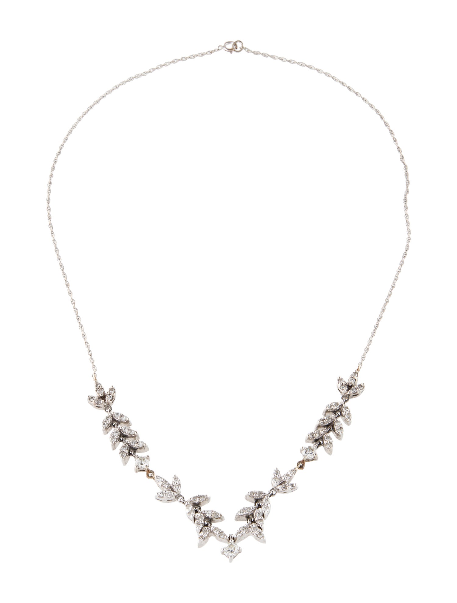 Necklace 14K 1.51ctw Diamond Leaves Collar Necklace