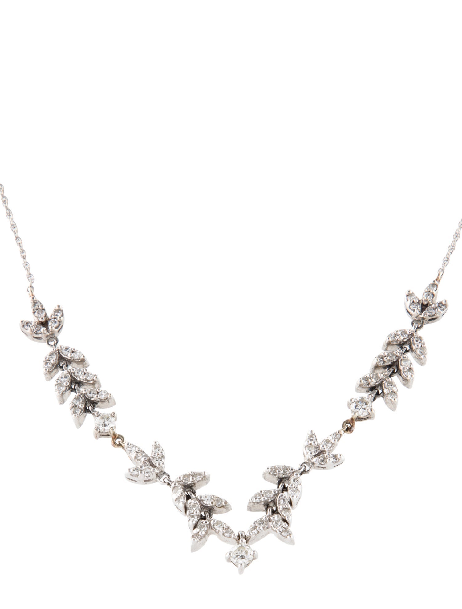 Necklace 14K 1.51ctw Diamond Leaves Collar Necklace