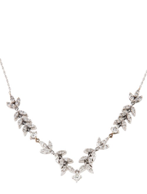 Necklace 14K 1.51ctw Diamond Leaves Collar Necklace