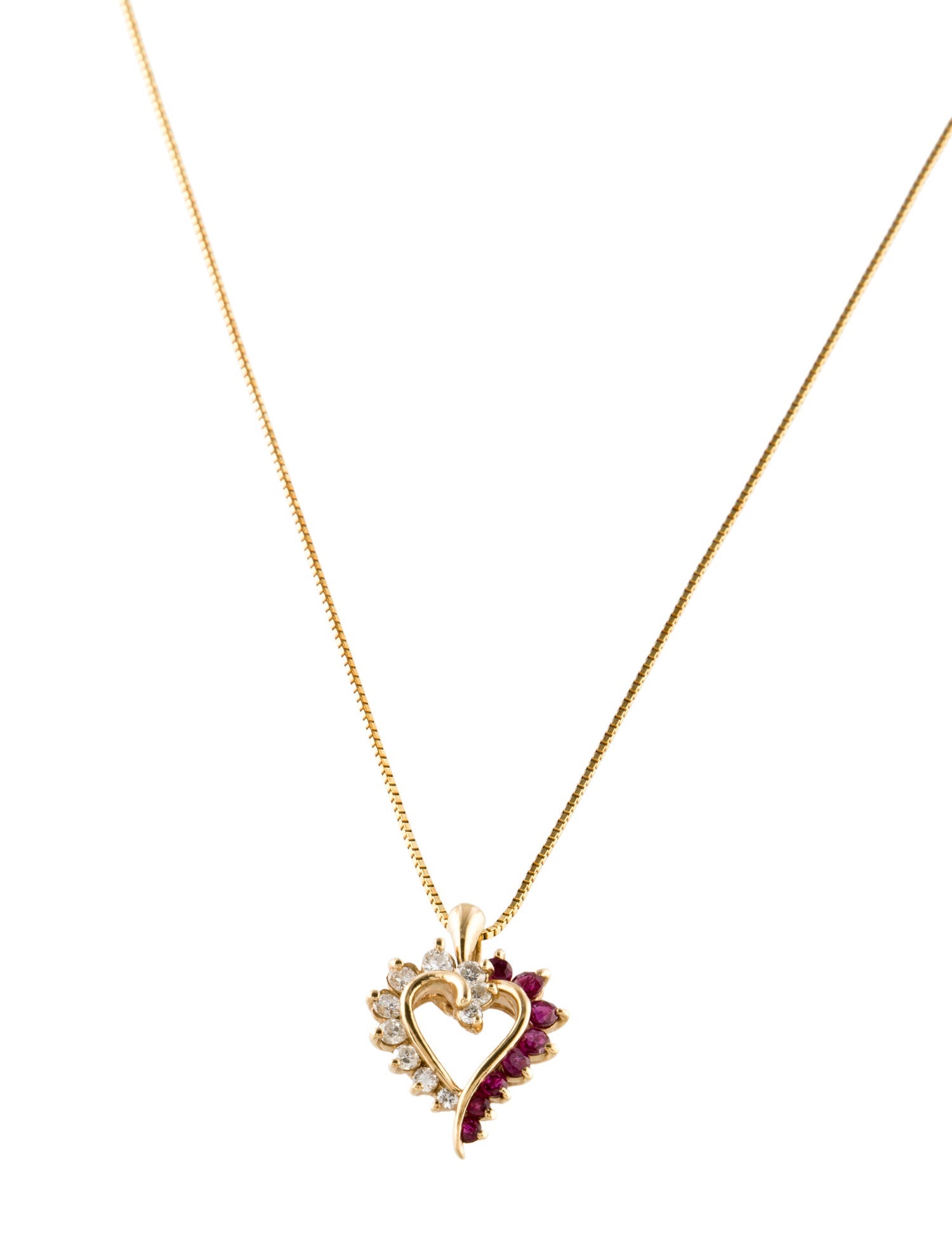 Necklace 14K Ruby & Diamond Heart Pendant