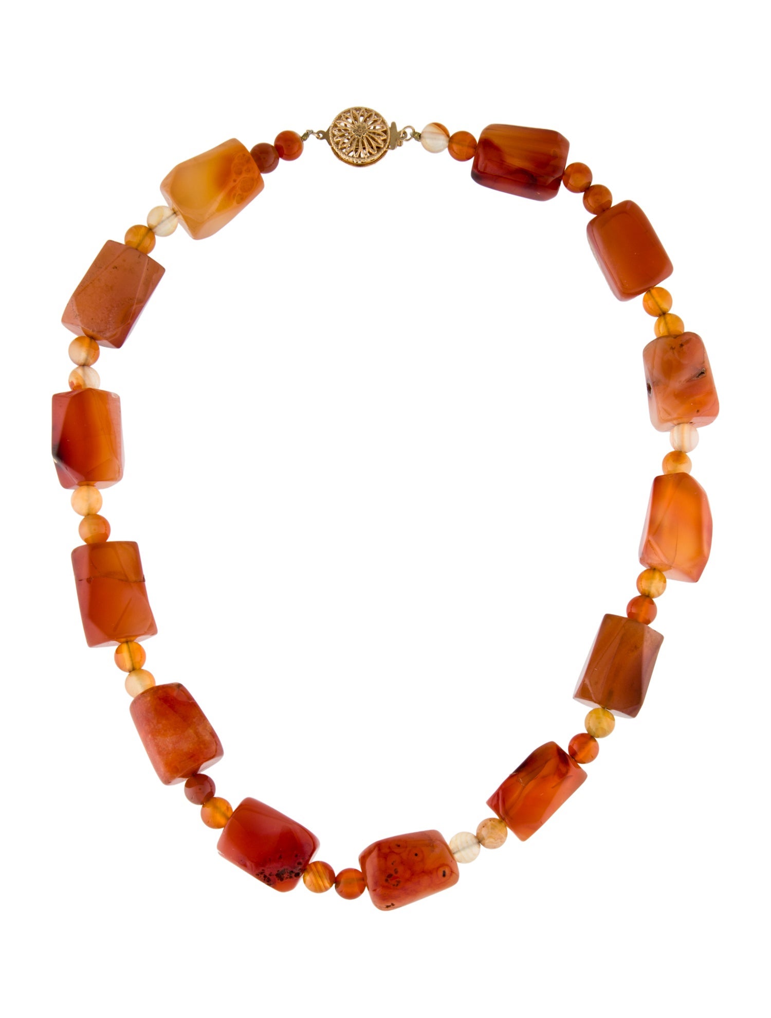 Necklace 14K Carnelian Bead Strand Necklace