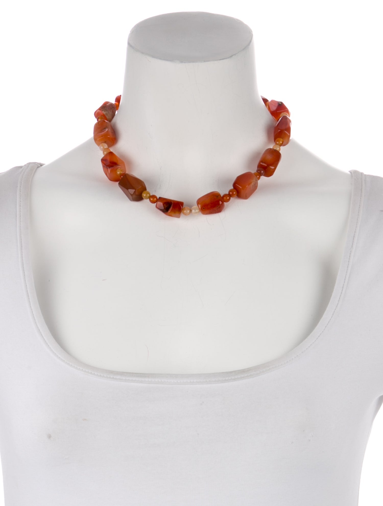 Necklace 14K Carnelian Bead Strand Necklace