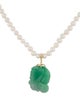 Necklace 14K Pearl & Dyed Jadeite Bead Strand & Enhancer Pendant Necklace