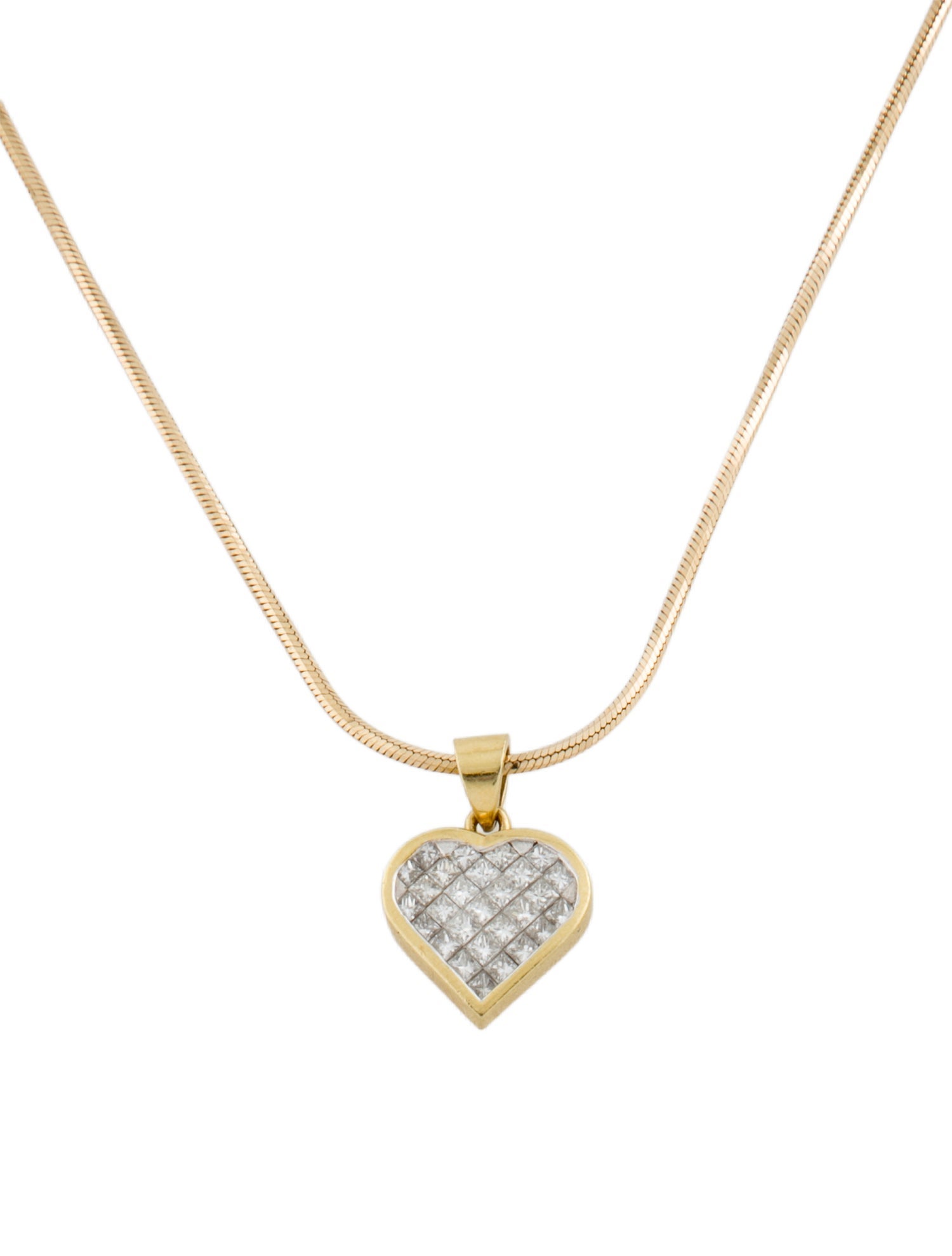Necklace 18K Diamond Heart Pendant w/ 14K Chain Necklace