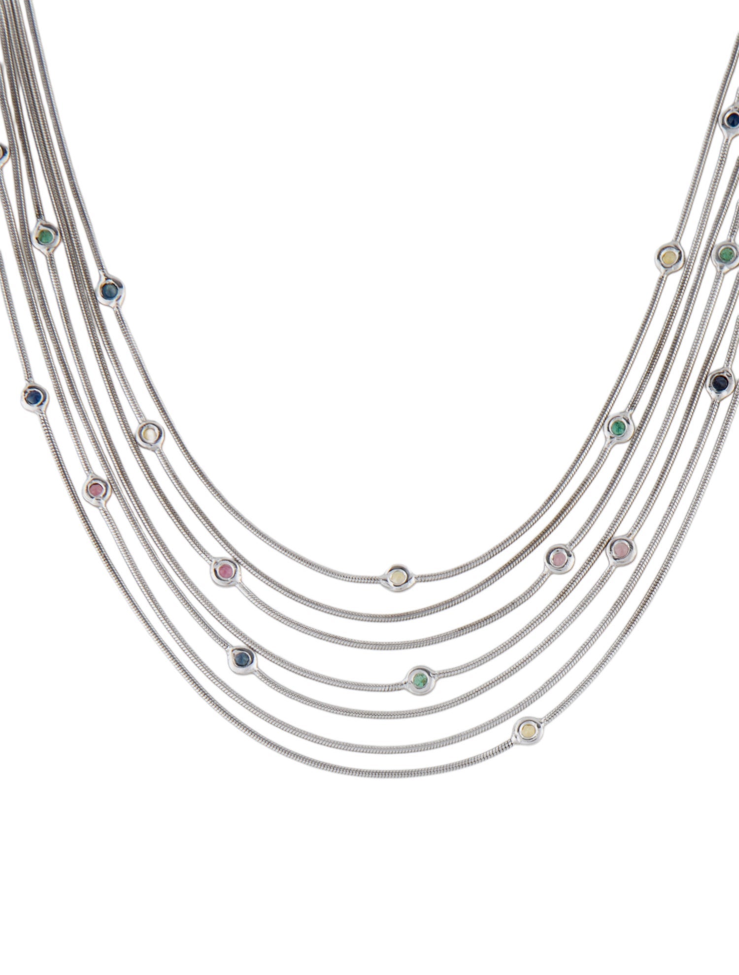 Necklace Diamond & Multistone Multi-Strand Drape