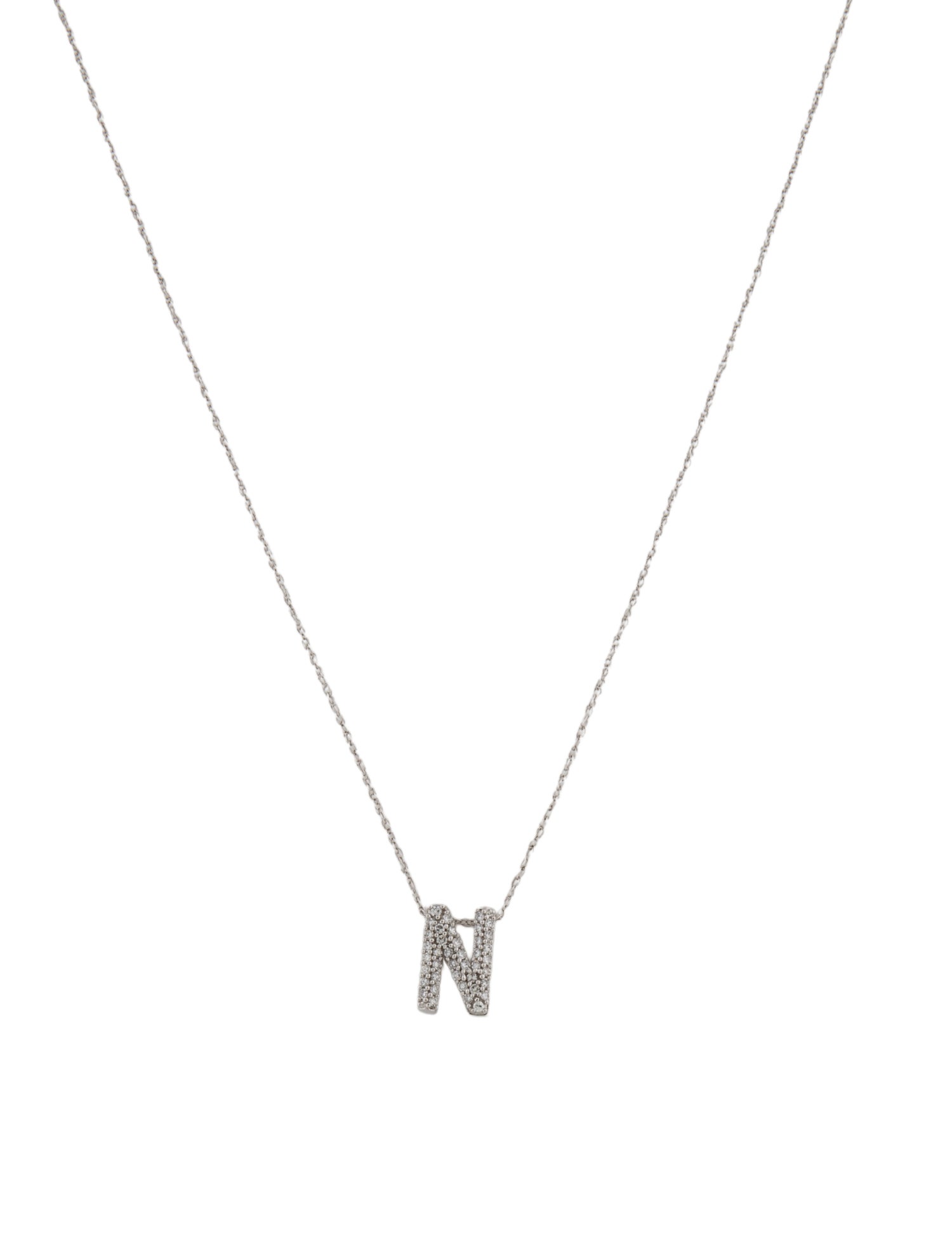 Necklace 10K Diamond Initial 'N' Pendant Necklace