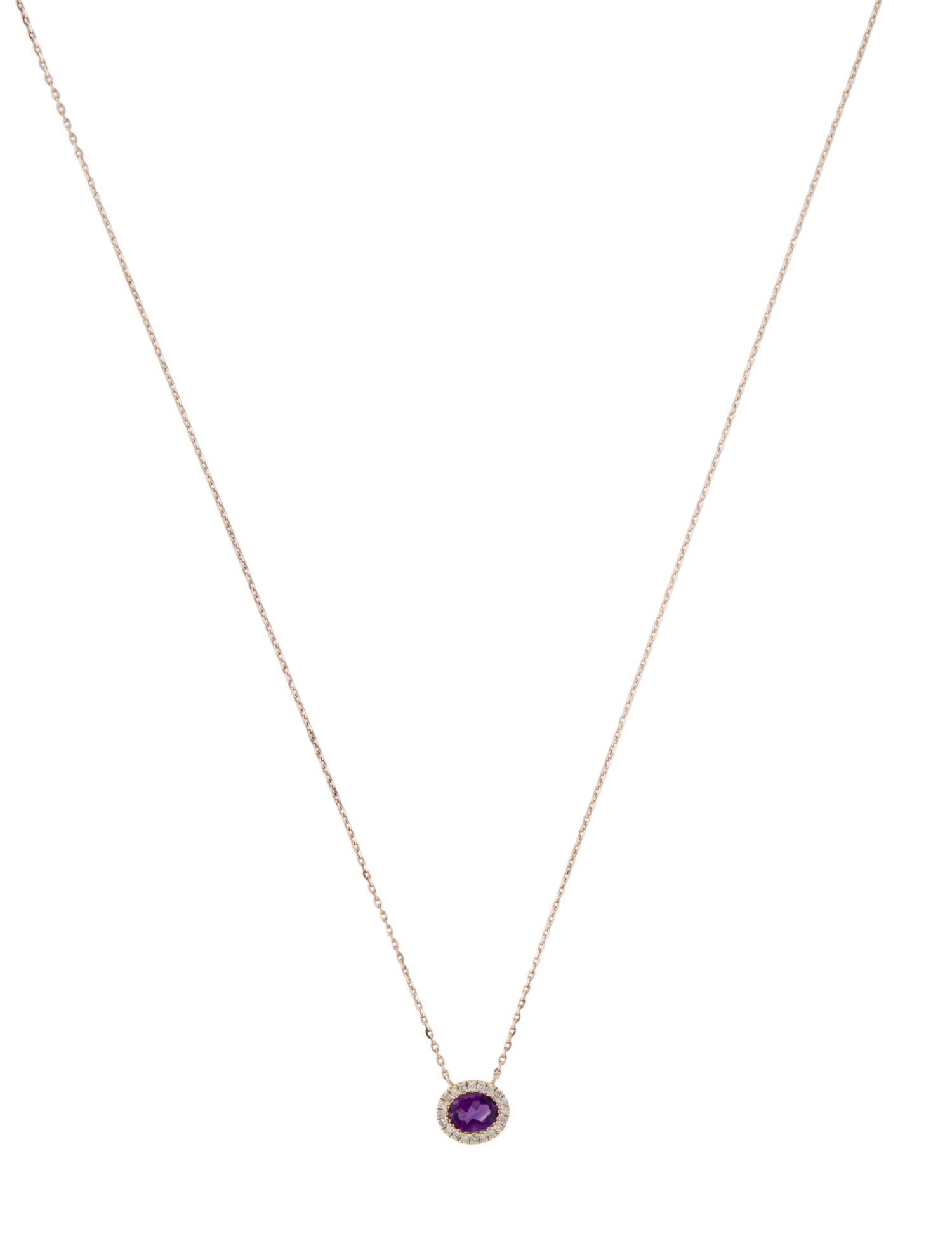 Necklace 10K Amethyst & Diamond Pendant Necklace