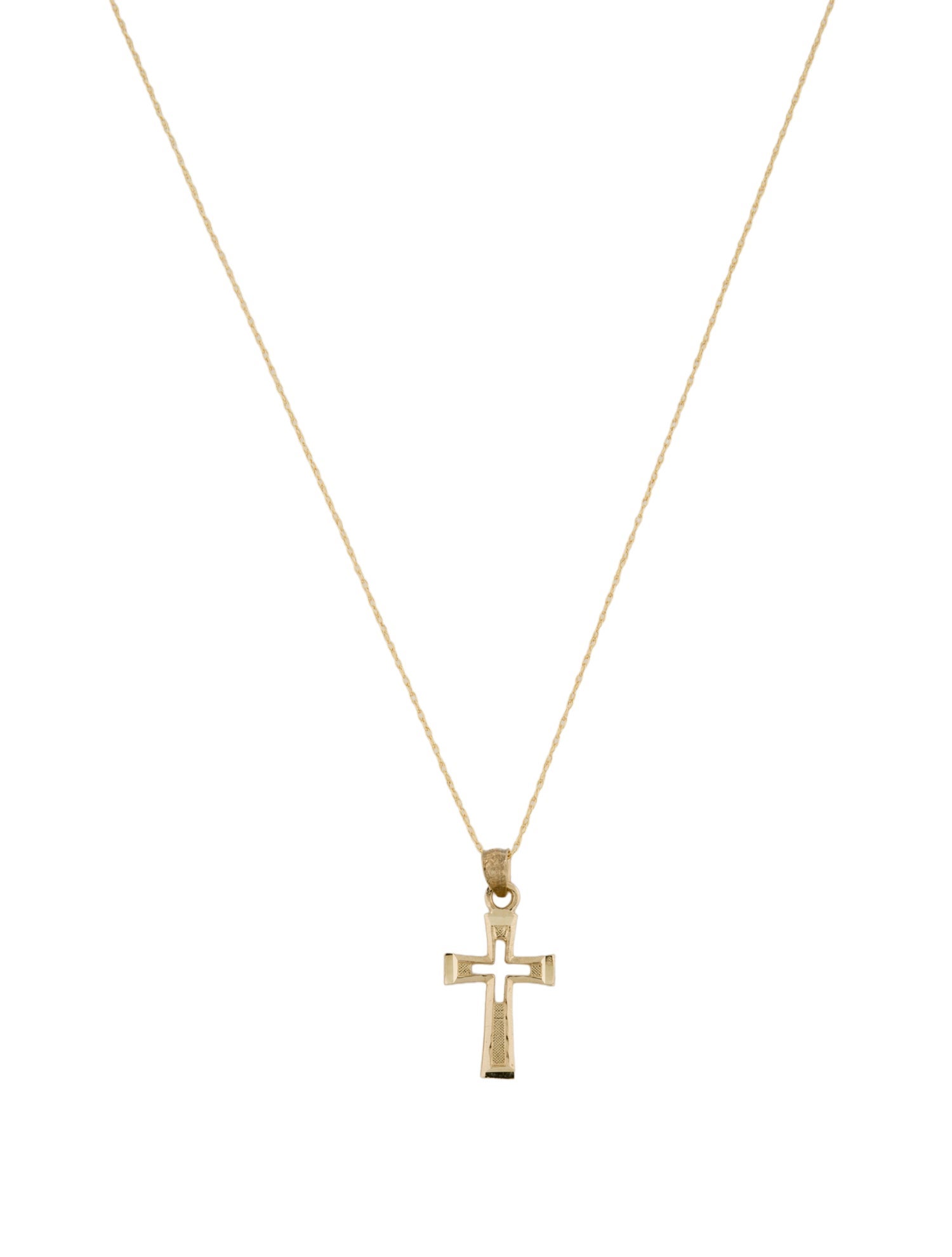 Necklace 14K Textured Cross Pendant Necklace
