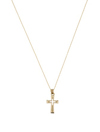 Necklace 14K Textured Cross Pendant Necklace