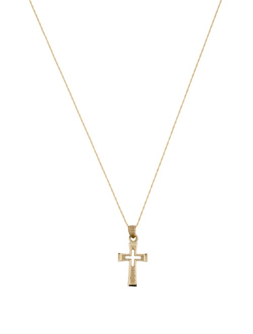 Necklace 14K Textured Cross Pendant Necklace