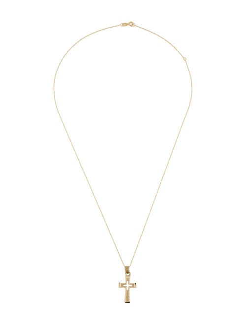 Necklace 14K Textured Cross Pendant Necklace
