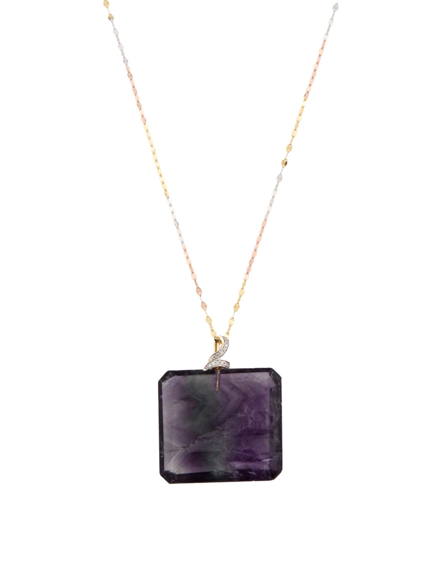 Necklace 14K Fluorite & Diamond Pendant Necklace