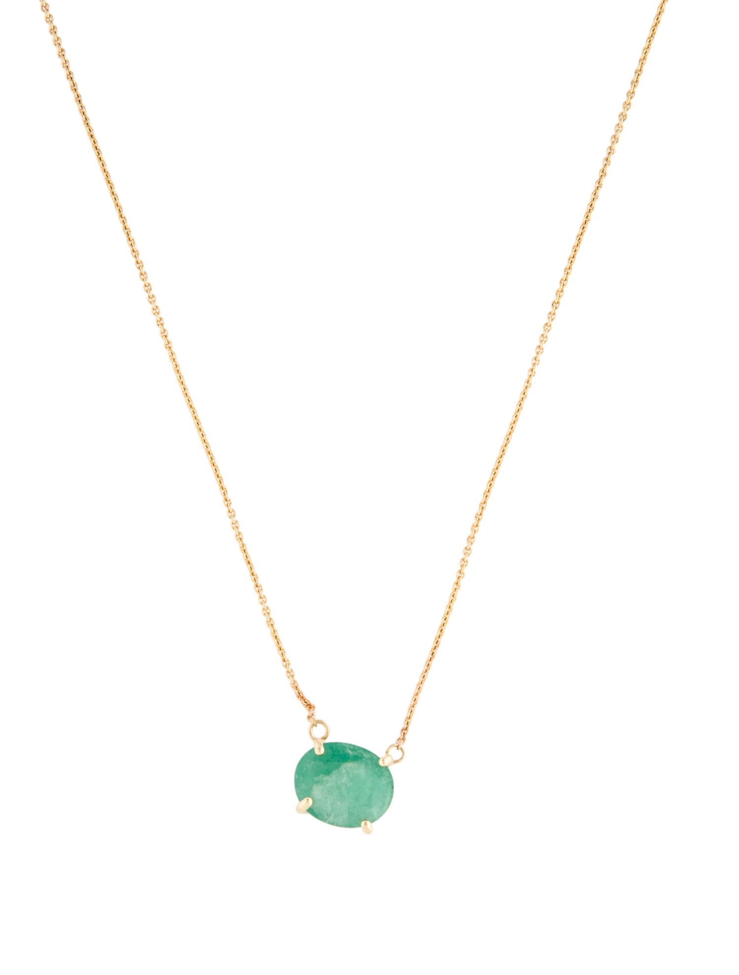 Necklace 14K 3.27ctw Emerald Solitaire Pendant Necklace