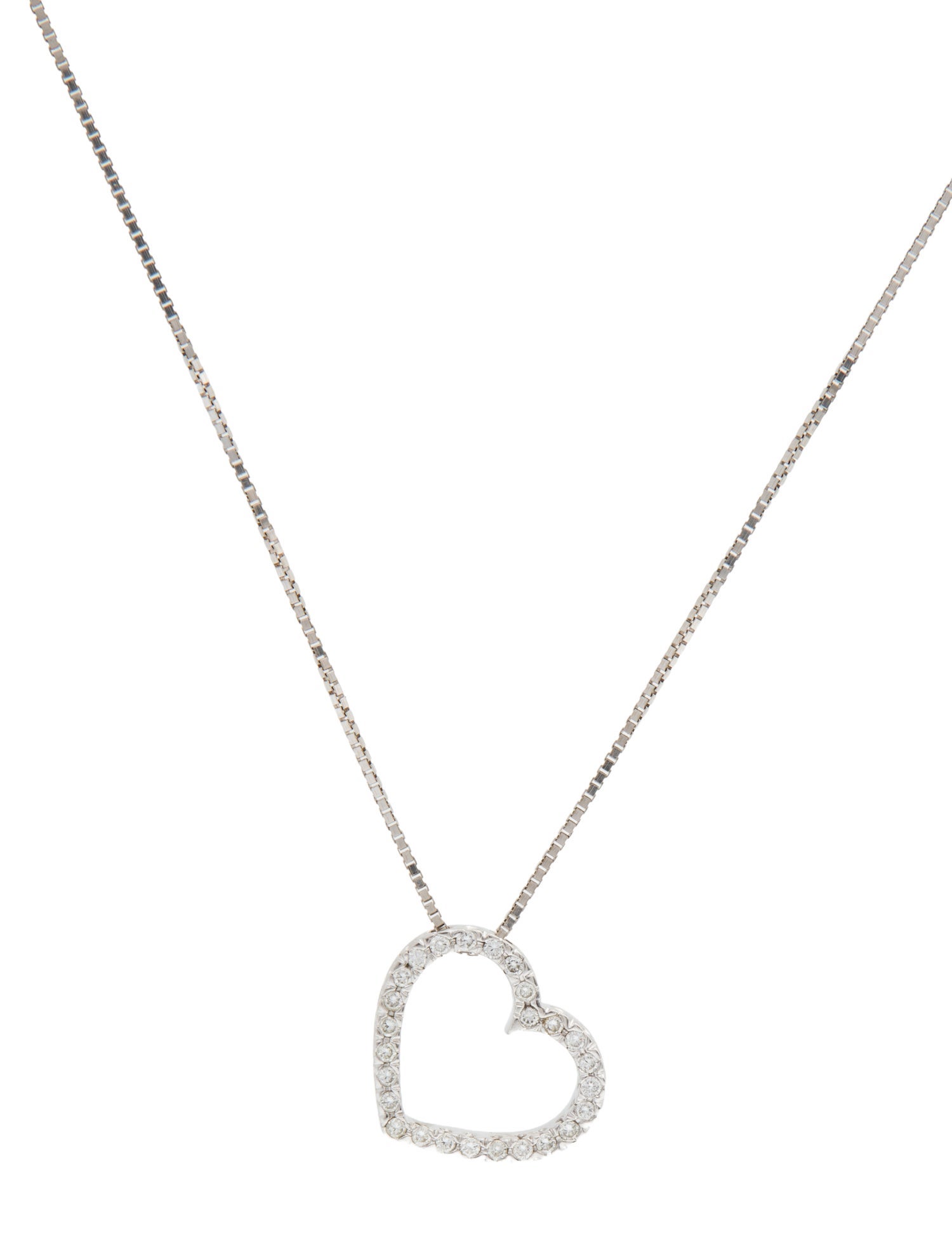 Necklace 18K Diamond Heart Pendant Necklace w/ 14K Chain Necklace