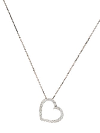 Necklace 18K Diamond Heart Pendant Necklace w/ 14K Chain Necklace