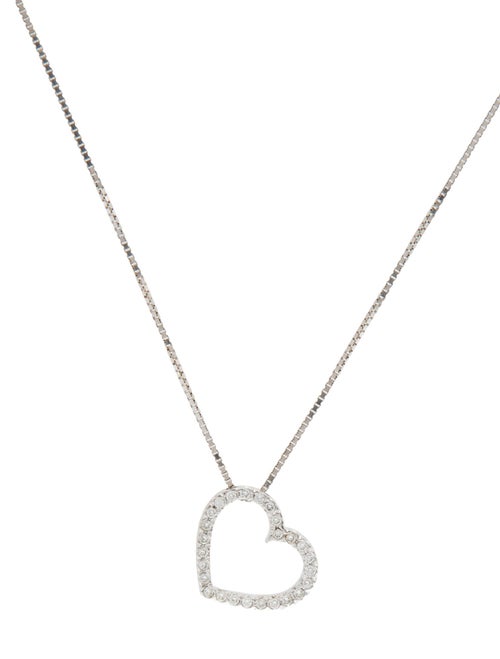 Necklace 18K Diamond Heart Pendant Necklace w/ 14K Chain Necklace