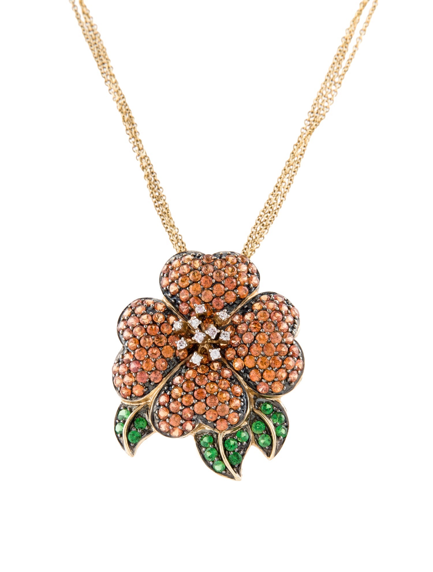 Necklace 14K Multistone Convertible Brooch Pendant