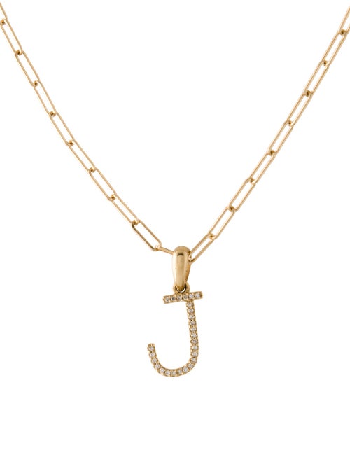 Necklace 14K Diamond Initial 'J' Pendant Necklace