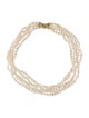 Necklace 14K Pearl & Diamond Multi-Strand Collar Necklace